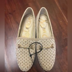 Sam Edelman Clara Women's Tan White Woven Leather Loader  Mules Shoes Si…